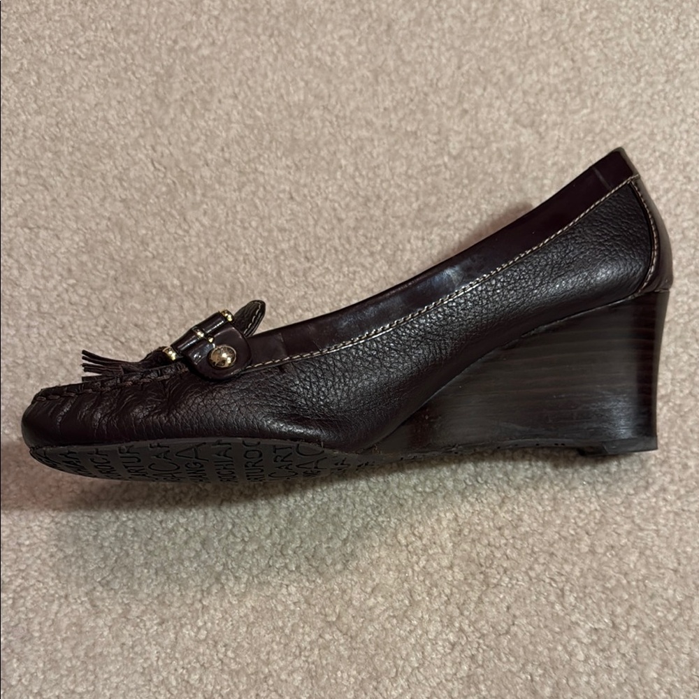Brown Wedge Loafers with Tassels and Moccasin Toe